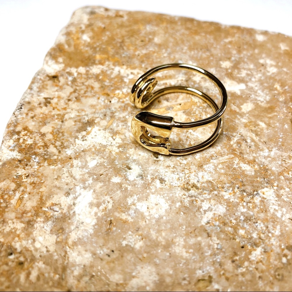 Bending Safety Pin Open Ring 14K Gold Plat…